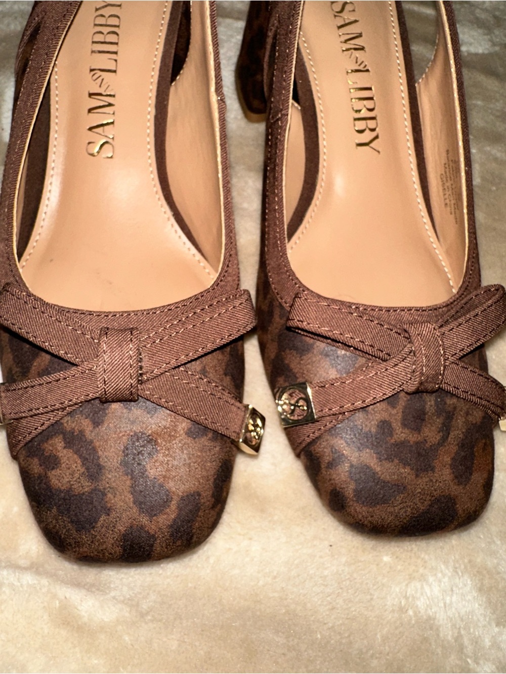 Sam & Libby Brown Leopard Print Slingback Flats with Bow Accent - Picture 5 of 6
